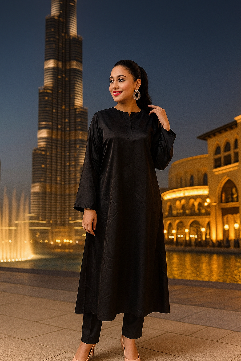 Black solid dress