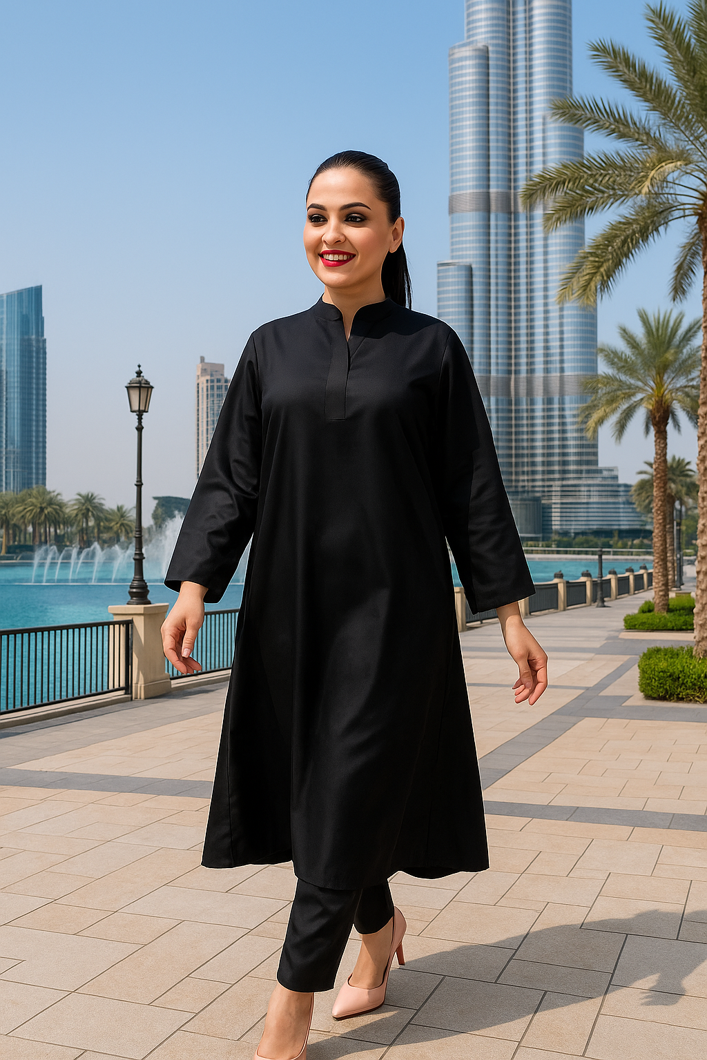 Black solid dress