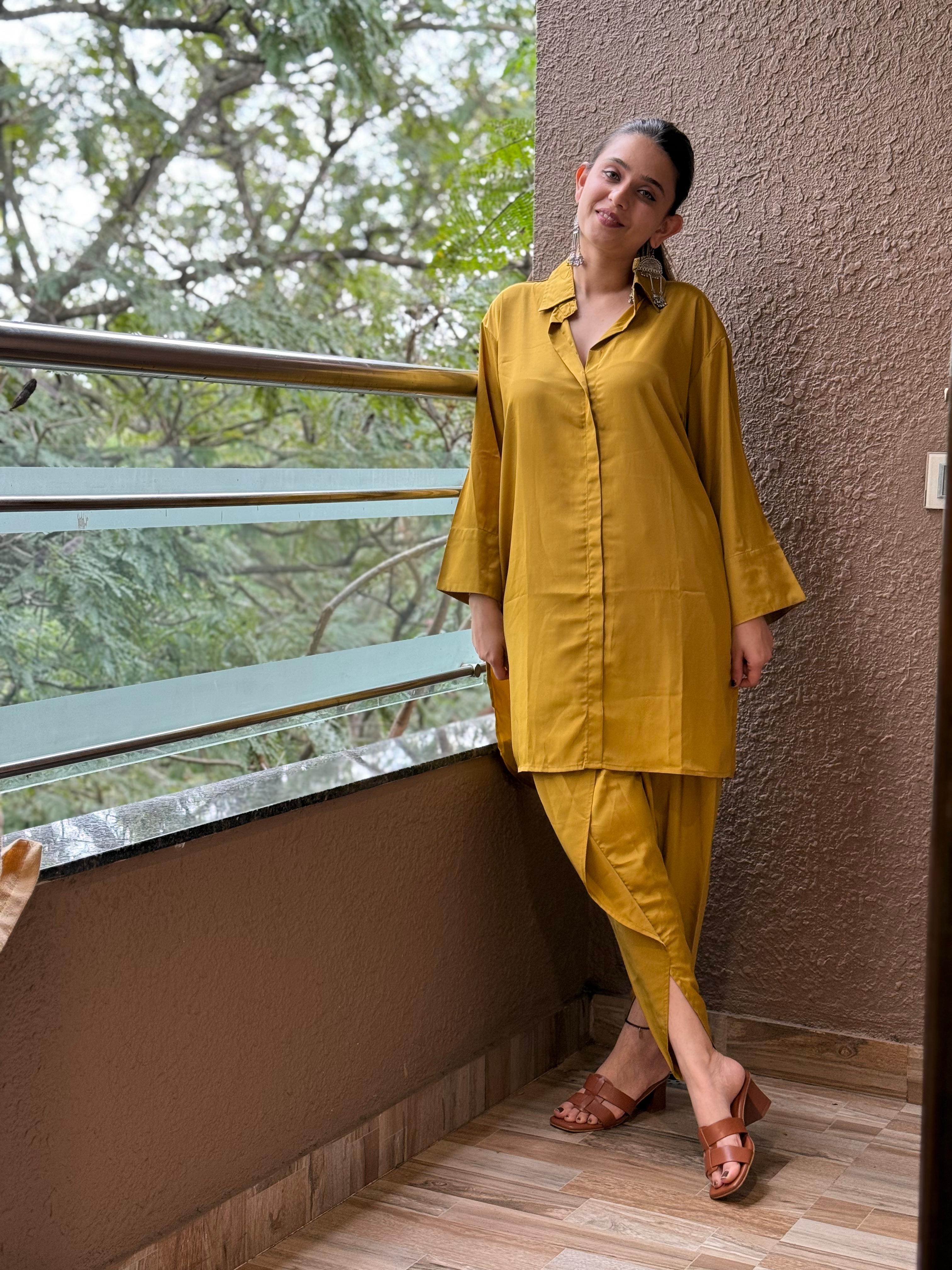 Mustard Gold Tulip Pant Set – ZAUJA Gulnaar