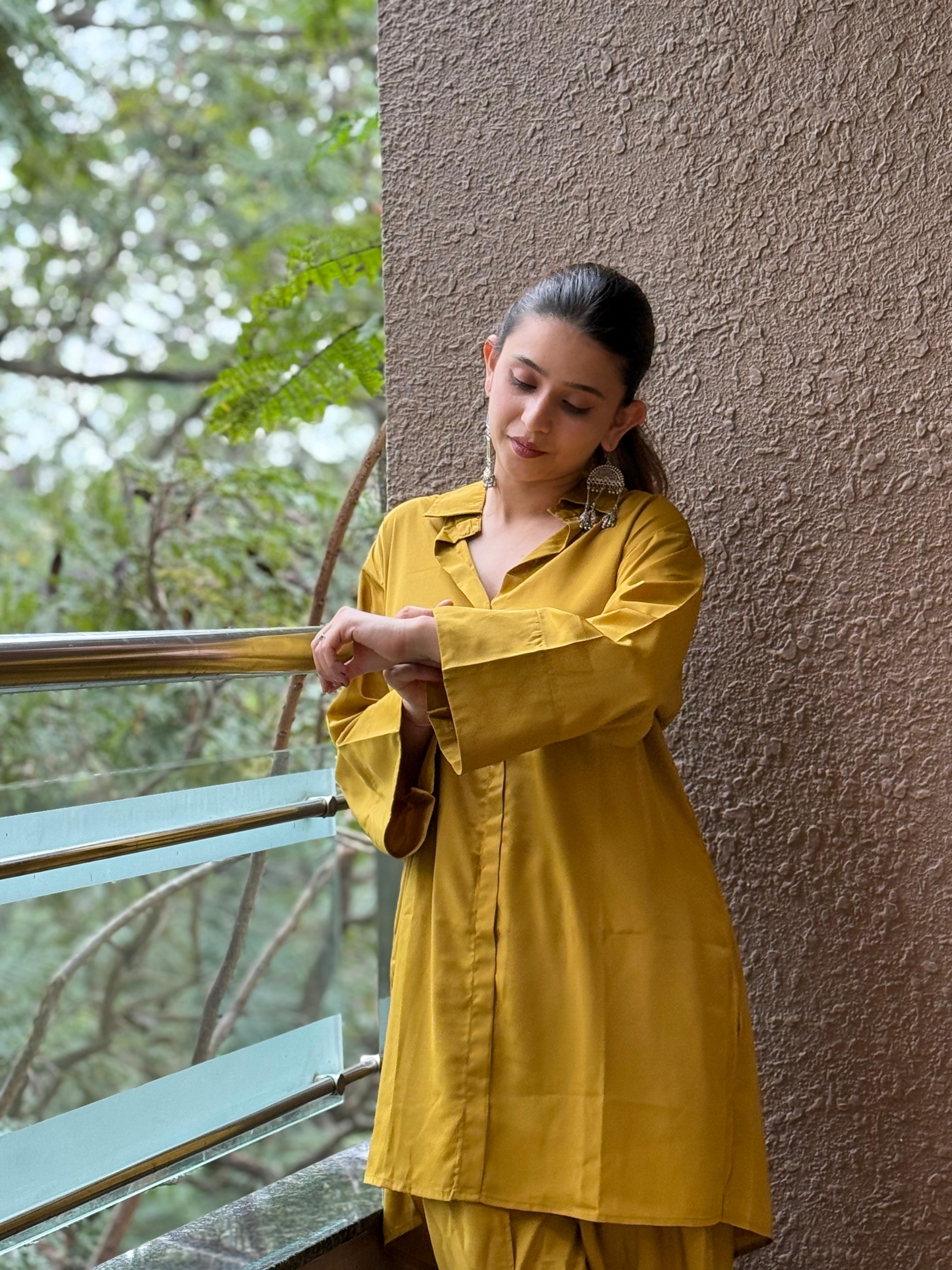 Mustard Gold Tulip Pant Set – ZAUJA Gulnaar