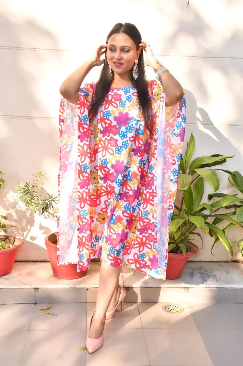 Multi coloured floral imported fabric  kaftan .