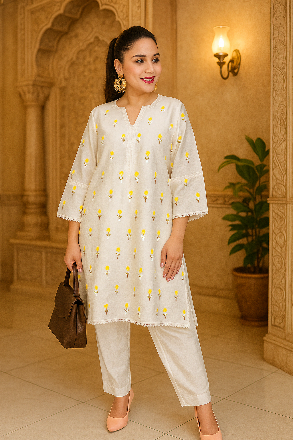 SAFA White mul Chanderi dress