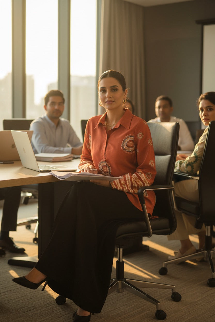 Amber Aura | Indo-Western Office Shirt by ZAUJA