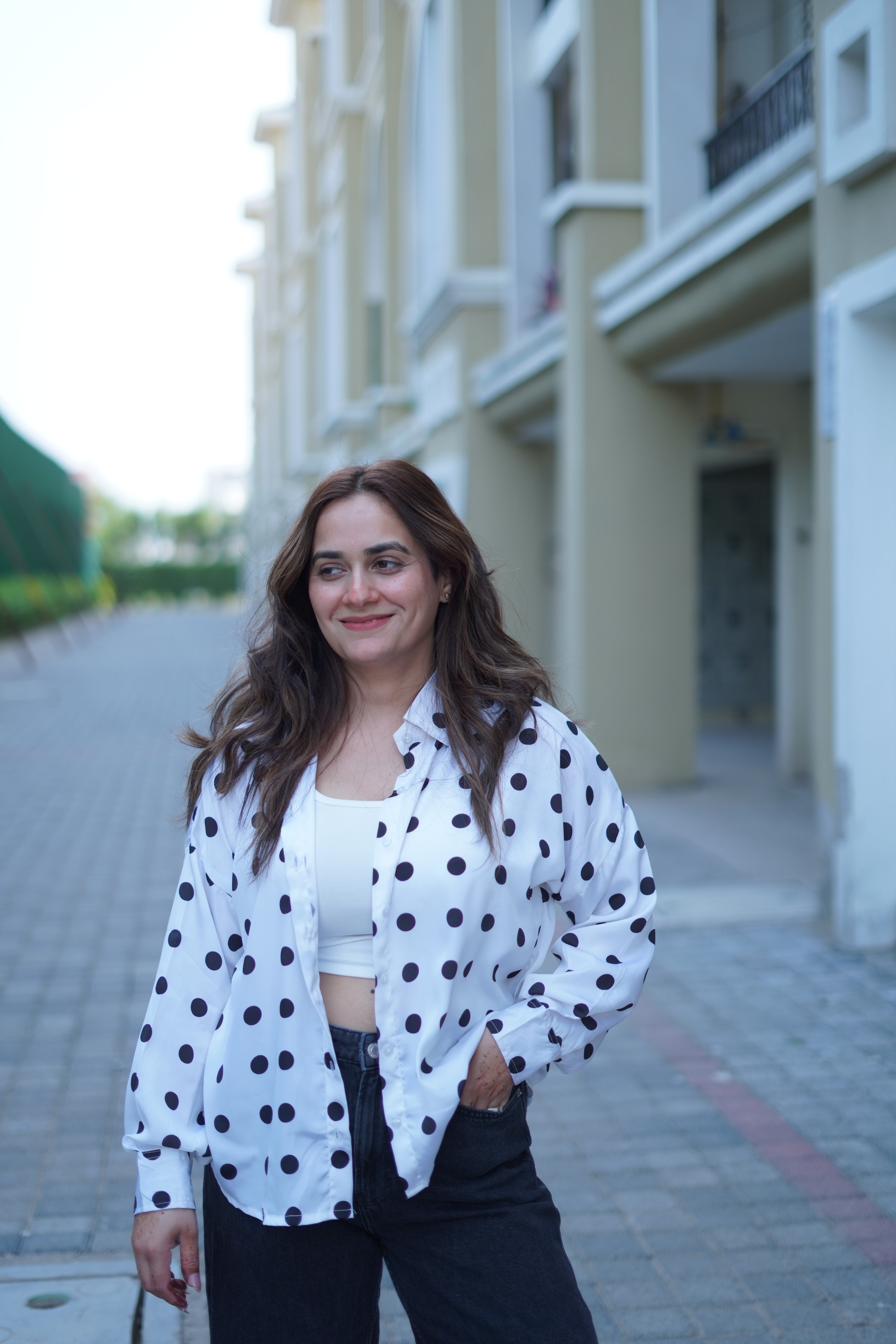 Women’s Polka Dot Crepe Shirt | ZAUJA Sitara