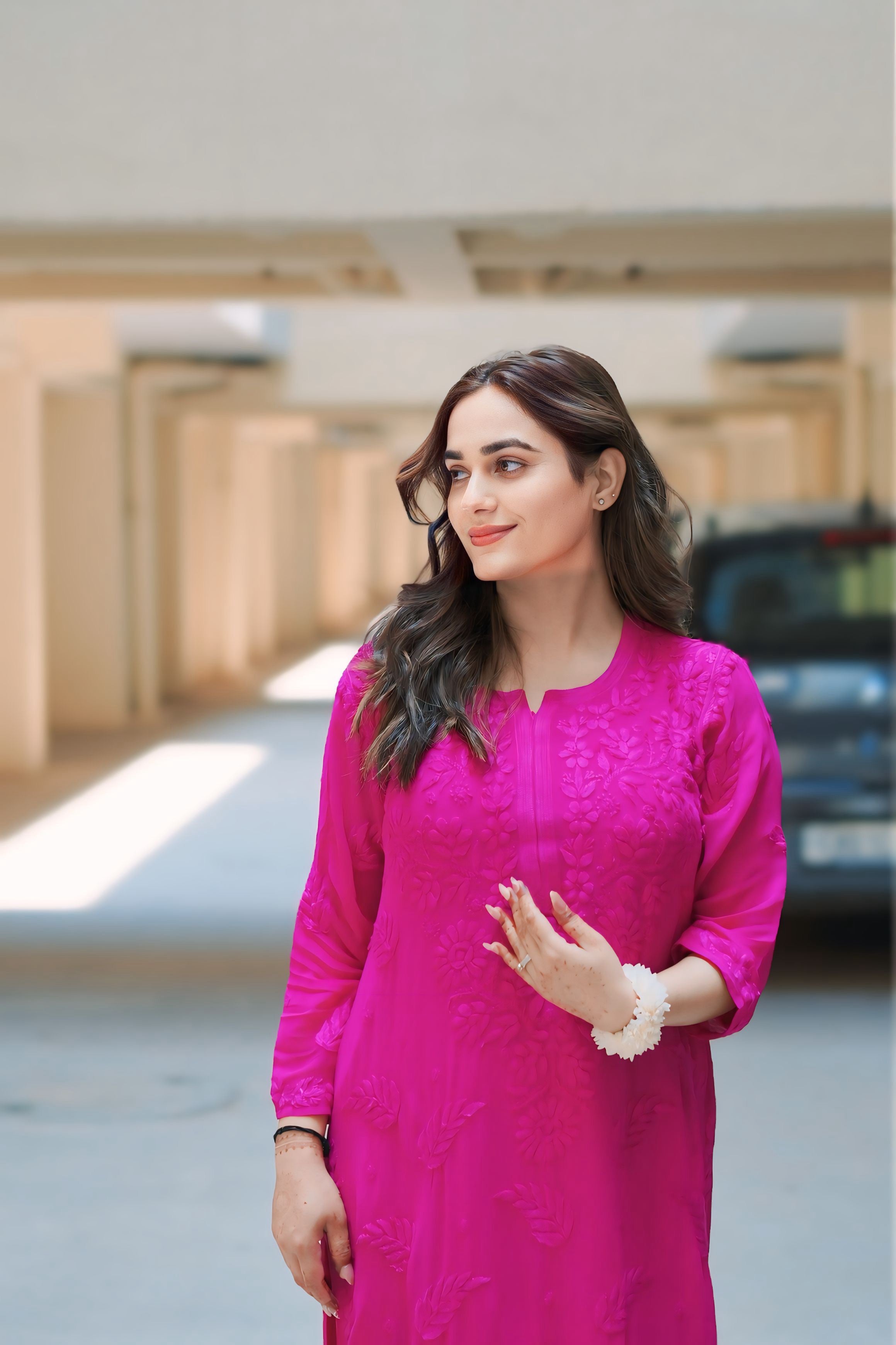 ZAUJA Zareen Pink Chikankari Viscose Coord Set for Women | Elegant Ethnic Wear