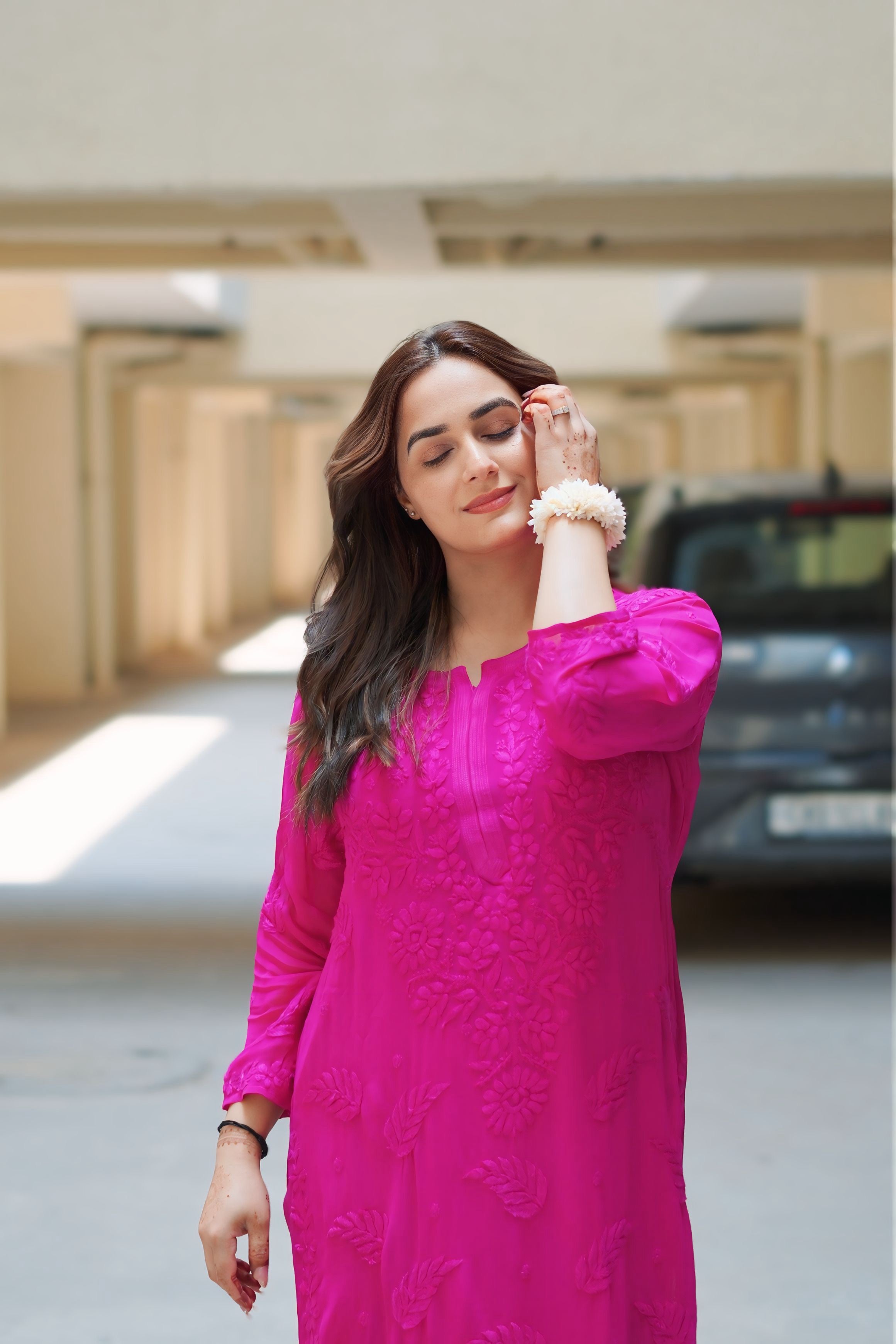 ZAUJA Zareen Pink Chikankari Viscose Coord Set for Women | Elegant Ethnic Wear