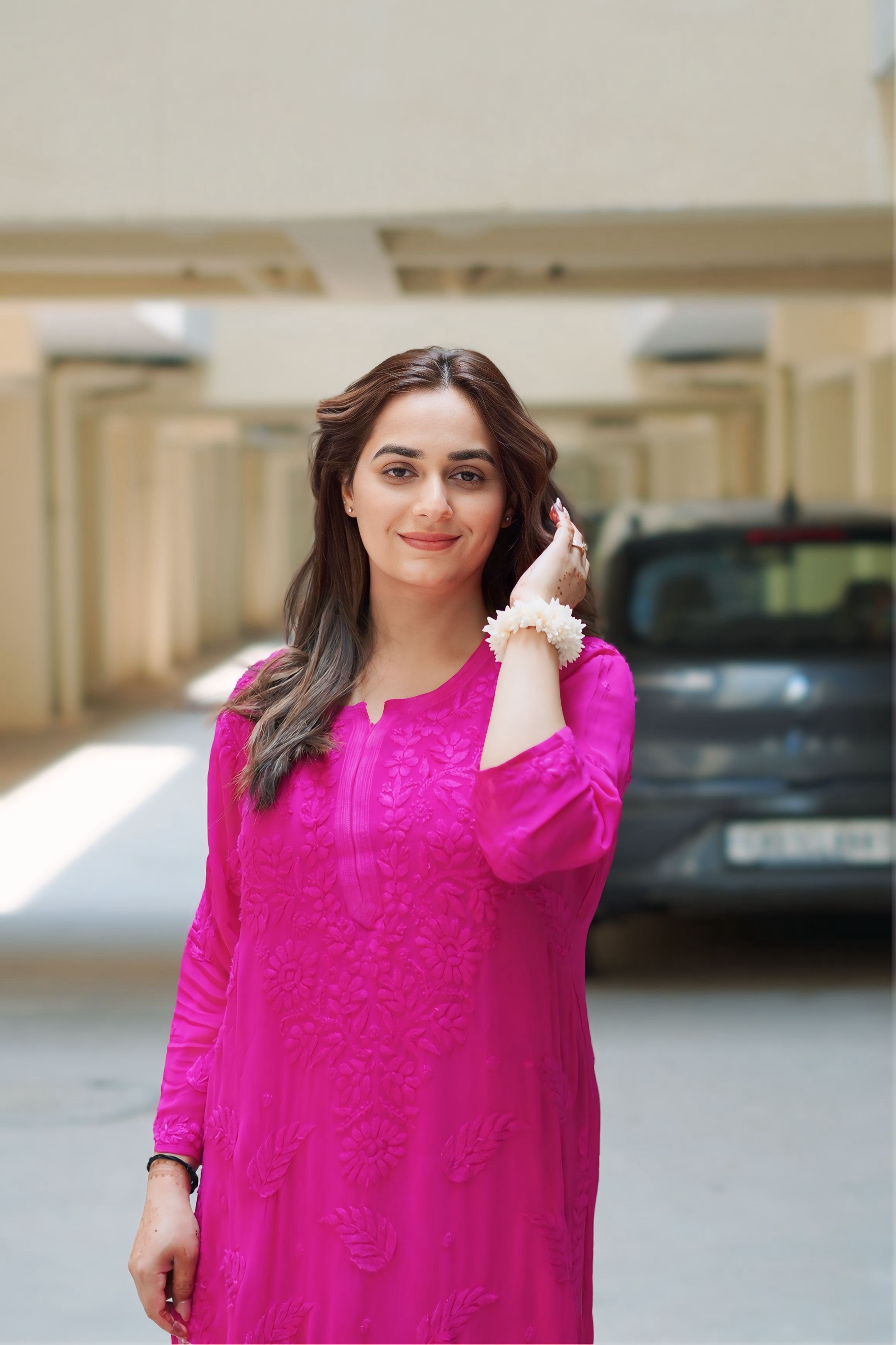 ZAUJA Zareen Pink Chikankari Viscose Coord Set for Women | Elegant Ethnic Wear
