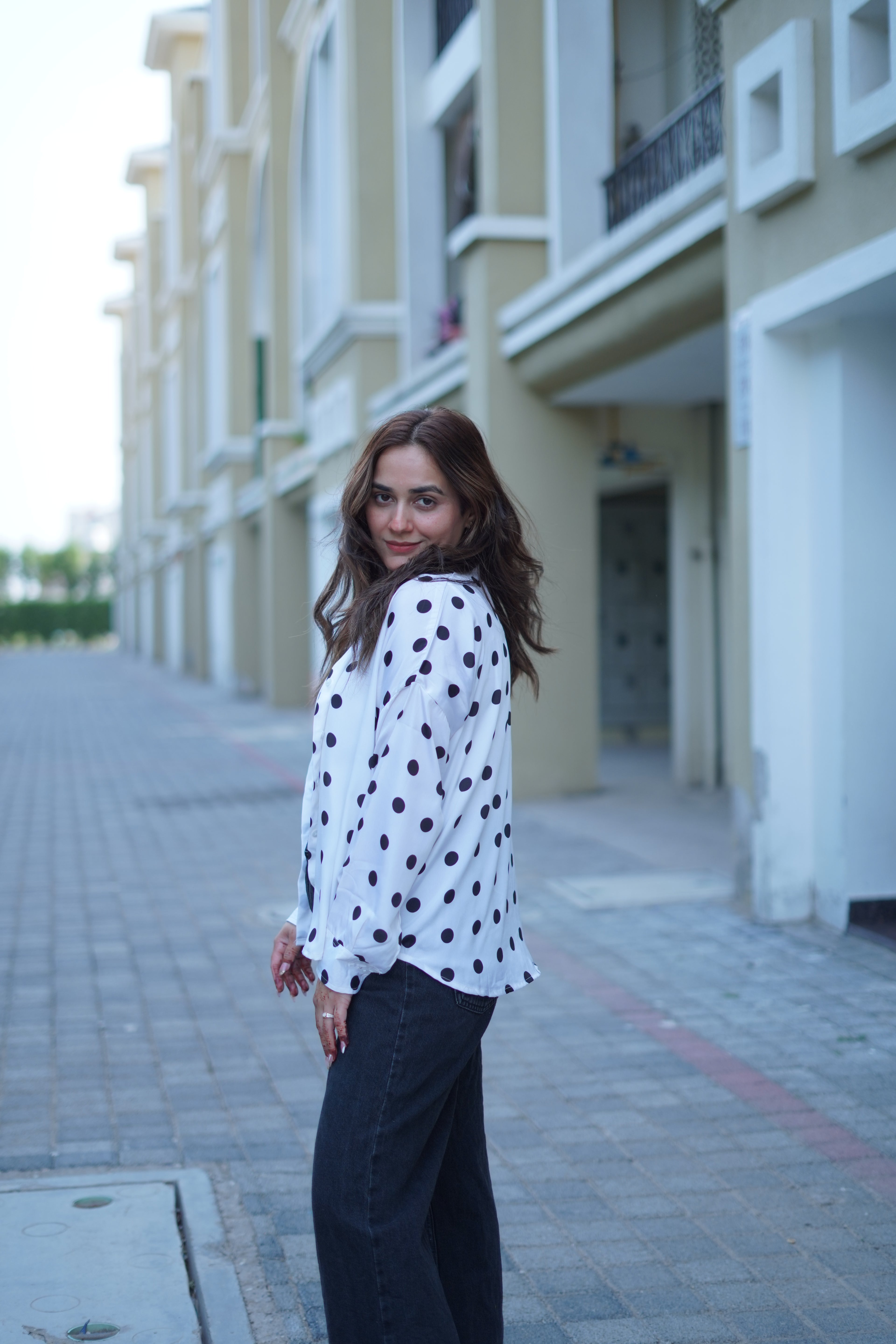 Women’s Polka Dot Crepe Shirt | ZAUJA Sitara