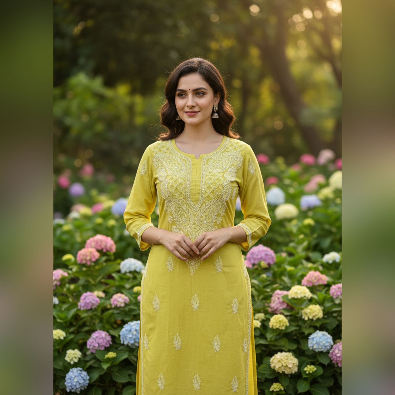 ZAUJA Laiba — Lemon Chikankari Kurti